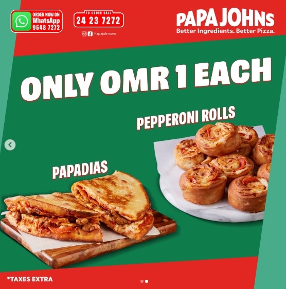 Papa Johns Oman OMR 1 offer