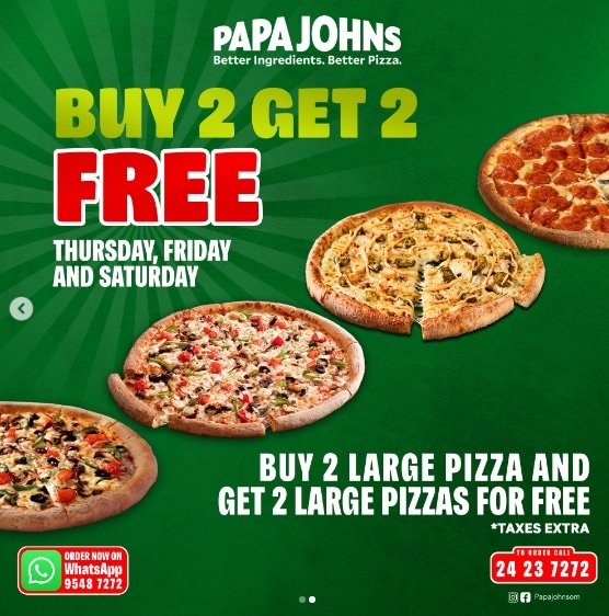 Papa Johns Oman Weekend offer